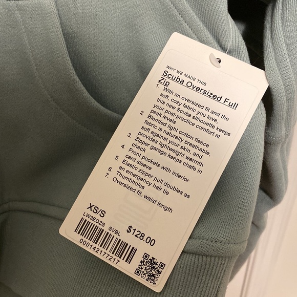 Lululemon scuba oversized full zip hoodie XS/S NWT silver blue - Picture 3 of 4